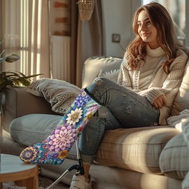 Luarisgur Boho Floral Cast Sock Cover for Foot Print Leg Cast Cover Pattern Casts Cover for Leg Below The Knee Protective Decorative and Washable Leg Plaster Sleeve Large