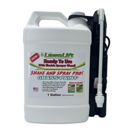 1-gallon Lawnlift ready to use grass paint, shake and spray pro with electric sprayer wand. No more messy mixing. Instantly transform your lawn.