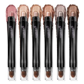 LUXAZA PRO Neutral Eyeshadow Stick Makeup 6PCS Set, Brown Nude Metallic Shimmer Matte Cream Eye Shadow Palette Eyeliner Brightener Pencil Crayon, Halloween Makeup - BROWN CANYON