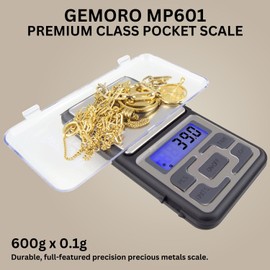 GemOro Platinum MP601 Jewelry Scale | Durable Precise Jewelers Premium Class Pocket Kitchen Scale | Digital Precision Tool | Expert Professional Reading & Accuracy 600g x 0.1g