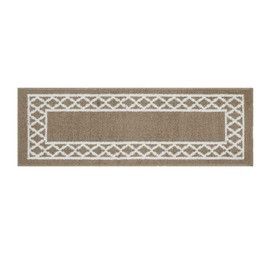 Marina Decoration Decor Luxury Non-Slip Rubber Backing Safety Soft Runner Area Carpet Floor Area Rug Indoor Interior Accent Decorative Mat, Taupe Color Moroccan Trellis Design, 20 x 72 Inch