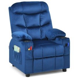 Costway Kids Toddler Sofa Recliner Couch Armchair Adjustable w/Cup Holder & Side Pockets
