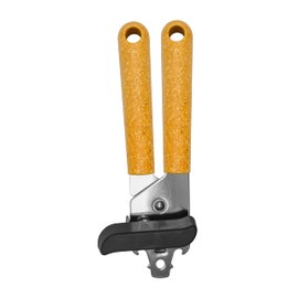 Fackelmann BIO Can Opener, Stainless Steel Function Head With Wood-Fibre Handle, 19.5x8x4.5cm, Silver & Light brown/Orange