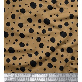 Soimoi Brown Cotton Duck Fabric Black Dots Fabric Prints by Yard 42 Inch Wide