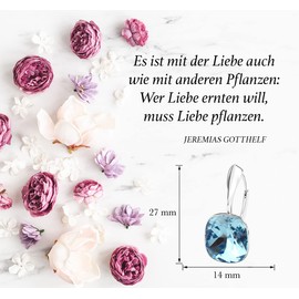 Hanging Earrings Silver 925 Rattle Clasp – Fashion Jewellery Earrings Real Silver for Women and Girls – Drop Earrings Ideal for Gifts for Women, Sterling Silver, Crystal