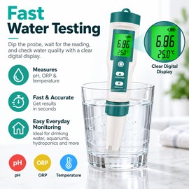 10-in-1 Water Quality Tester for Aquariums & Pools – Digital pH, TDS, EC, Salinity & Temperature Meter