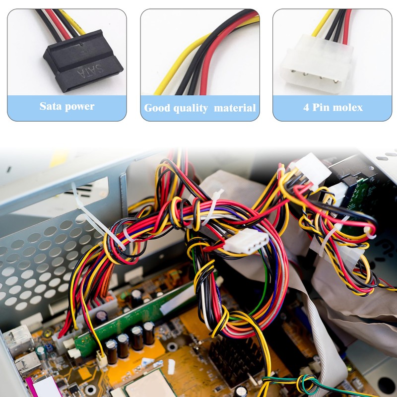 Noenaeni 4PCS 4Pin Molex to SATA Power Cables(SATA to Molex)