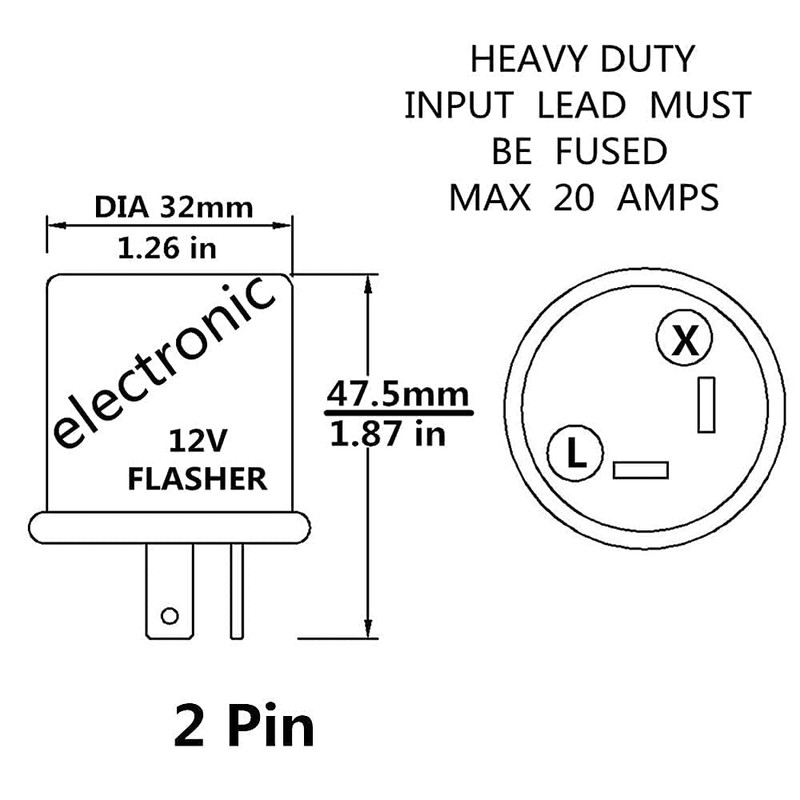 VOFONO 2-Pin Electric Flasher Relay, 12V Heavy Duty 2 Pin