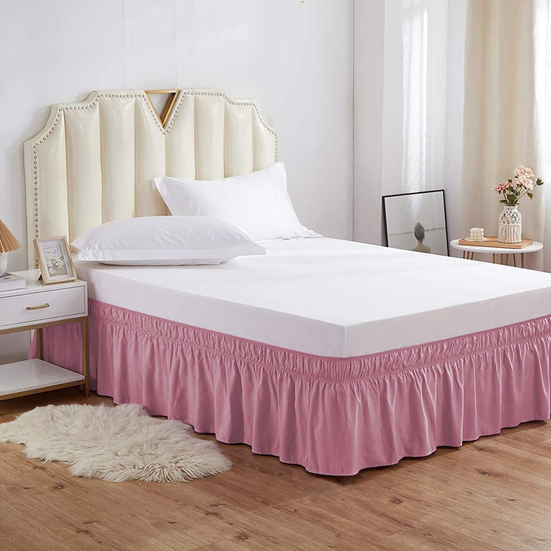 apott Pink Bed Skirt Wrap Around Bedskirt Dust Ruffle 14