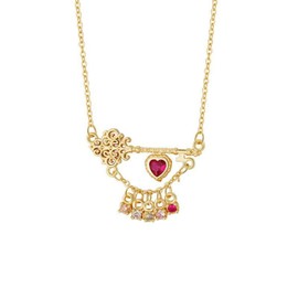 Fivexing Heart Shaped Necklace for Women Colorful Crystal Necklace Irregular Jewelry Golden