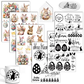 Rub On Sticker Easter, Pack of 6 Transfer Stickers, Rub Ons Sayings, Rub On Film for Crafts and Decorating for Raysin Keraflott Furniture Glass Wood Easter Decoration