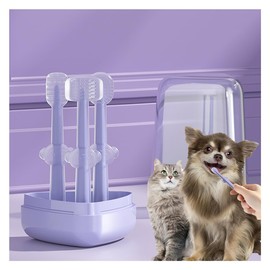 VIRHWOEA 3PCS Cat Toothbrush Kit, Dog Toothbrush Kit, Pet Toothbrush Set for Cats and Dogs - Complete Oral Care with Soft Bristles - Ideal for Teeth Cleaning, Dental Hygiene, Plaque Removal