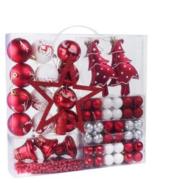 Pack of 100, Plastic Christmas Tree Baubles, Red and White