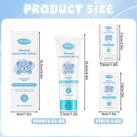 Mineralische Sonnencreme Baby und Kids LSF 50 100g + Sonnencreme Stick Kinder LSF 50 17g, Hoher Sonnenschutz, Mineral Sunscreen Kinder Sonnenstick Sunblocker Stick, Natrue,Vegan,Parfümfrei,Wasserfest