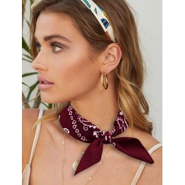 2 Pack Types of Paisley Pattern Bandanas, 22x22 Inches Cotton Bandanas Handkerchief Face Mask for Men & Women (Burgundy-2 Pack)