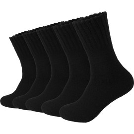 BomKinta Boot Socks for Men Solid Winter Socks Thick Warm Work Socks Size 7-12 All Black 5 Pairs