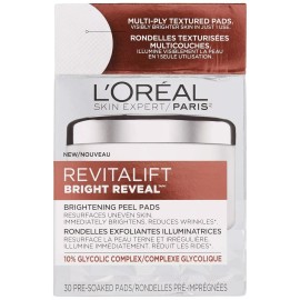 L'Oréal Loreal Revitalift Bright Reveal Brightening Peel Pads, 30 ct (2 Pack)