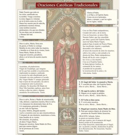 Traditional Catholic Prayers Full Page 11 x 8.5 Inches Spanish Holy Card (1-pack) with Two Free Prayer Cards Included