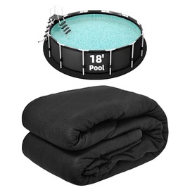 Poolergetic 18-Foot Pool Liner Pad for Above Ground Pools, Round Under Pool Mat Prevents Puncture, Weed Barrier, Extend Liner Life, Black