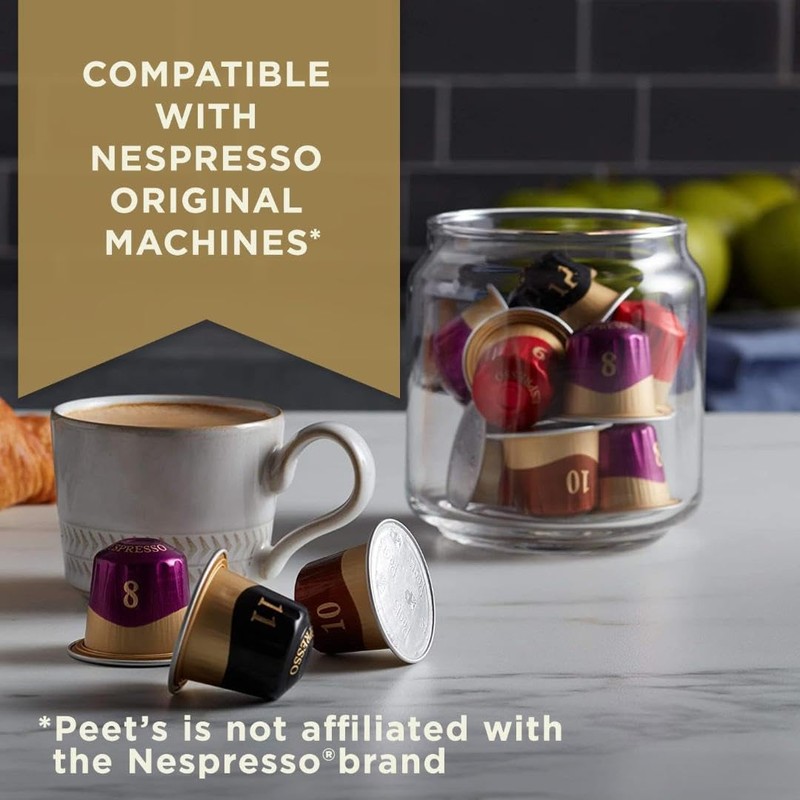 Peet's Coffee, Medium Roast Espresso Capsules, Compatible with Nespresso Original