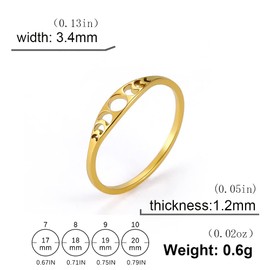LIKGREAT Moon Rings Crescent Moon Band Ring Astrology Rings Phase of Moon Ring Stainless Steel Jewellery Gifts for Women Birthday Mother’s Day (g-2-17)