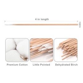 Rofitbest 400 Pieces Cotton Buds, Pointed Cotton Buds Dispenser, Small Cotton Buds, Wooden Handle, for Tattoo, Eyebrows, Beauty, Makeup, Nails (400 Pieces)