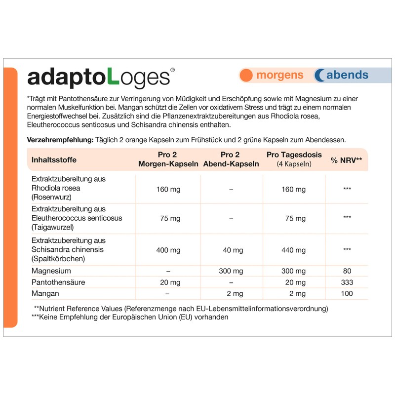 adaptoLoges® – 120 Capsules – For Support with Sports Stress