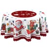 Christmas Round Table Cloths 60in Red Polyester Santa Claus Tablecloth