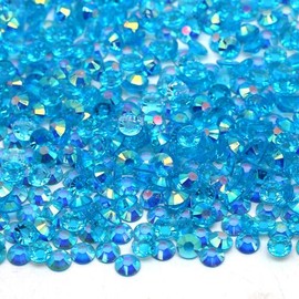 MajorCrafts 4000pcs 2mm ss6 Transparent AB Flat Back Round 14 Facets Resin Rhinestones Arts and Crafts Embellishment Gems (Clear Ocean Blue AB T28)