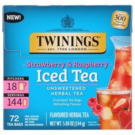 Twinings Strawberry & Raspberry Herbal Iced Tea Bags, 72 CT
