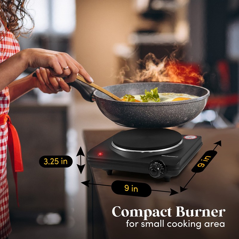 Elite Gourmet ESB-301BF Countertop Single Cast Iron Burner, 1000 Watts