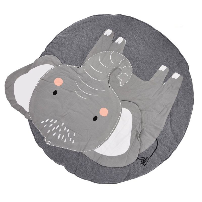 Baby Play Mat Round Cartoon Elephant Pattern Soft Cotton Decoration