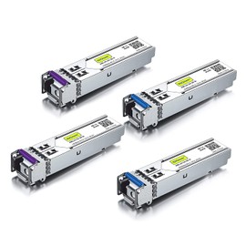 2 x Pair of 1.25G SFP Bidi Transceiver 1000Base-BIDI, 1490 nm/1310 nm SMF, up to 20 km, for Cisco GLC-BX-D, Ubiquiti UniFi UF-SM-1G-S, Mikrotik, D-Link, Supermicro, Netgear and More