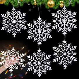 Lineshading 6 Pcs Large Snowflakes Ornaments 21''Giant Snowflake Decorations Winter Plastic Hanging Snowflakes Oversized Snowflakes Ornaments for Indoor Outdoor Xmas Tree Window Door Home Decorations