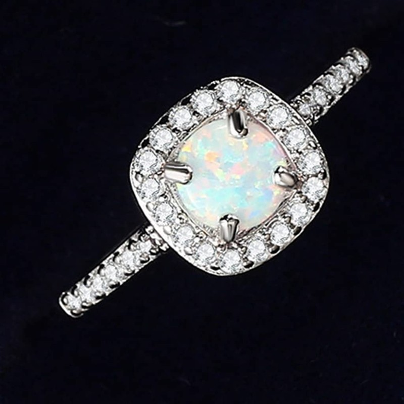 Jude Jewelers Princess Cut Created Fire Opal Engagement Ring (Silver,