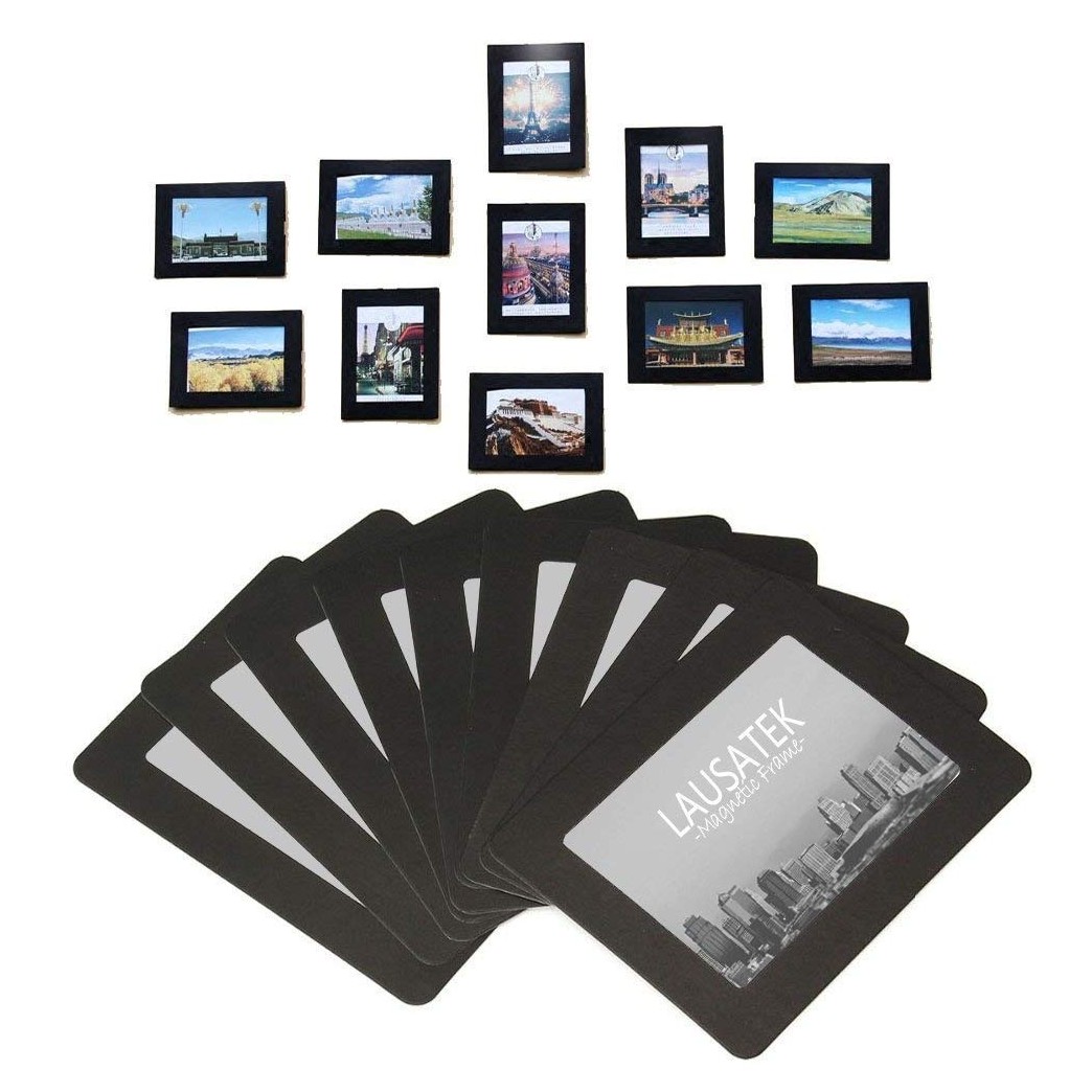 Magnetic Picture Frame, Photo Collage for Refrigerator, Magnet Board Decor, Black, Holds 4x6, 3.5x5, 3x4, 2.5x3.5, 2X3 Inches Photos, 25 Pack
