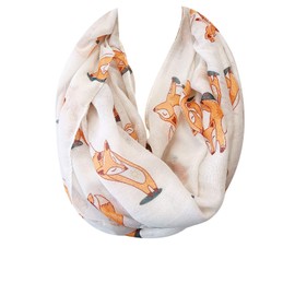 Wrapables® Lightweight Forest Animal Infinity Scarf, Fox, Owl, Moose Print Scarf, Fox White