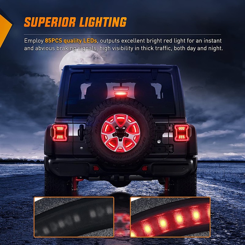 Nilight Spare Tire Brake Light Wheel Light 3rd Third Brake