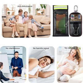 Maeysiph Faraday Bags for Phones and Car Key, Signal Blocking Pouch, Faraday Bags EMP Proof (Black, 2PCS)