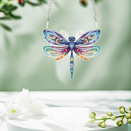 AiYuanzsh Animal Dragonfly Diamond Painting Kit Ornament with Hanging Chain DIY Diamond Art Acrylic Crystal Hanging Pendant Paint by Number Stained Glass Wall Art for Adults Home Wall Decor Gift