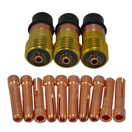 RIVERWELD TIG Stubby Gas Lens Collet Bodies 17GL332 10N24S 3/32'' & Ø2.4mm Assorted Size Kit for QQ300 PTA DB SR WP 17 18 26 TIG Welding Torch 13pcs