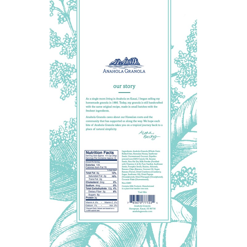 Anahola Granola 12 Oz Bag Trail Mix