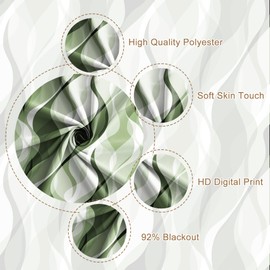 Yanutan Green Modern Blackout Curtains for Bedroom Living Room,2 Panels Sets Window Curtain,Striped Green Stylish Simplicity Abstract Thermal Insulated Printed Curtains with Grommet,42" Wx84 L