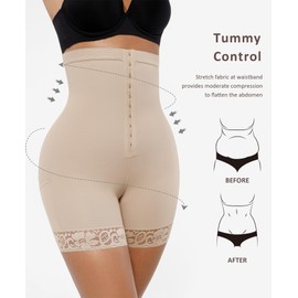 FeelinGirl High Wasit Shapewear Tummy Control Shorts Faja Body Shaper Fajas Colombianas Moldeadoras Beige S