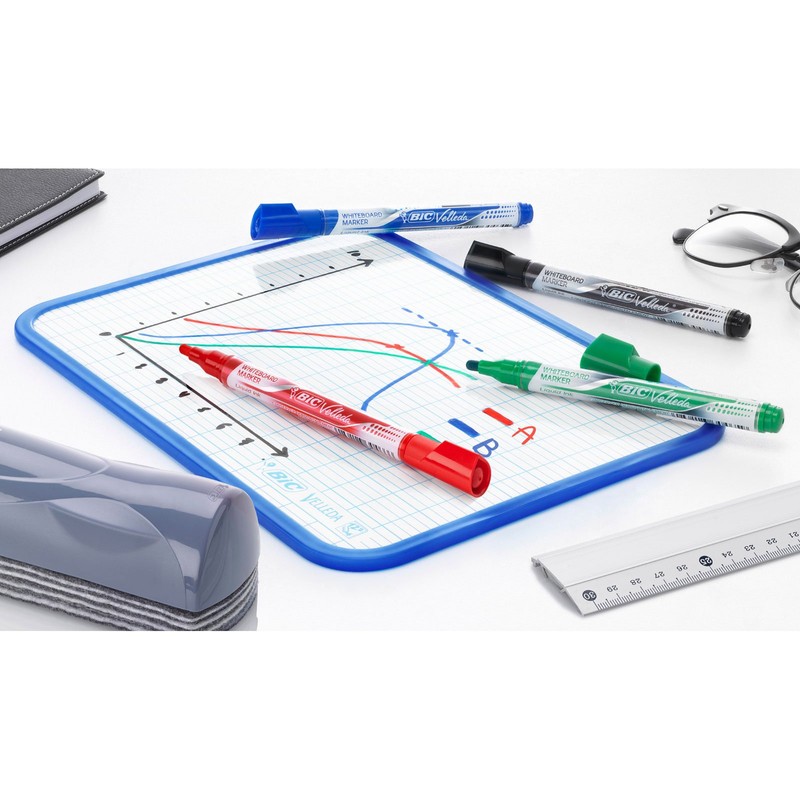 BiC Velleda Whiteboard-Marker, Liquid-Ink, trocken abwischbar, Schwarz, 12 Stück