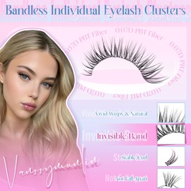 Invisible Band Wispy Lash Clusters Kit Natural Cluster Eyelash Extension Kit 8-16mm Lash Extension Kit C Curl Clear Band Fake Eyelash Clusters DIY Individual Lashes Clusters Kit by Vanssymunlin