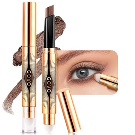 Cream Shimmer Eye Shadow Stick - Dual-Ended Waterproof Shimmer Eyeshadow Stick Highlighting Pigmented Shiny Eyeshadow Pencil for Sensitive Eyes Makeup (01#)