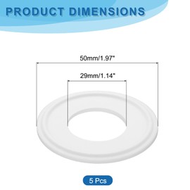 uxcell 5Pcs PTFE Sanitary Gasket 1-1/4" Tri-Clover O-Ring Sealing Gasket Ring Washer Fits OD 50mm Sanitary Pipe Weld Ferrule, White