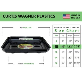 Curtis Wagner Plastics Designer Series Plant Saucer (5-Pack) - Black, Square (Diameter: 7.75" Base, 10" Top, 1.62" Depth) Thick Plastic Plant Drip Trays - Used as Indoor Pot/Outdoor Plant Saucers