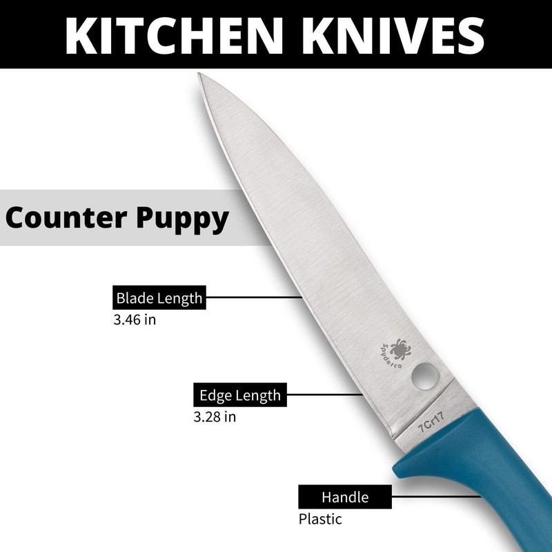 Spyderco Counter Puppy 6.9" Kitchen Knife with 3.46" Corrosion-Resistant 7Cr17
